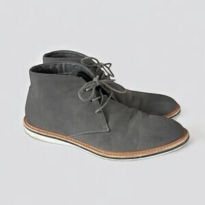 Madden by Steve Madden Mens Grey Faux Suede Lace Up High Top Dress Shoes